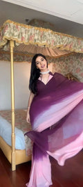 Georgette Ready To Wear Saree With Unstitched Blouse - NextBuy