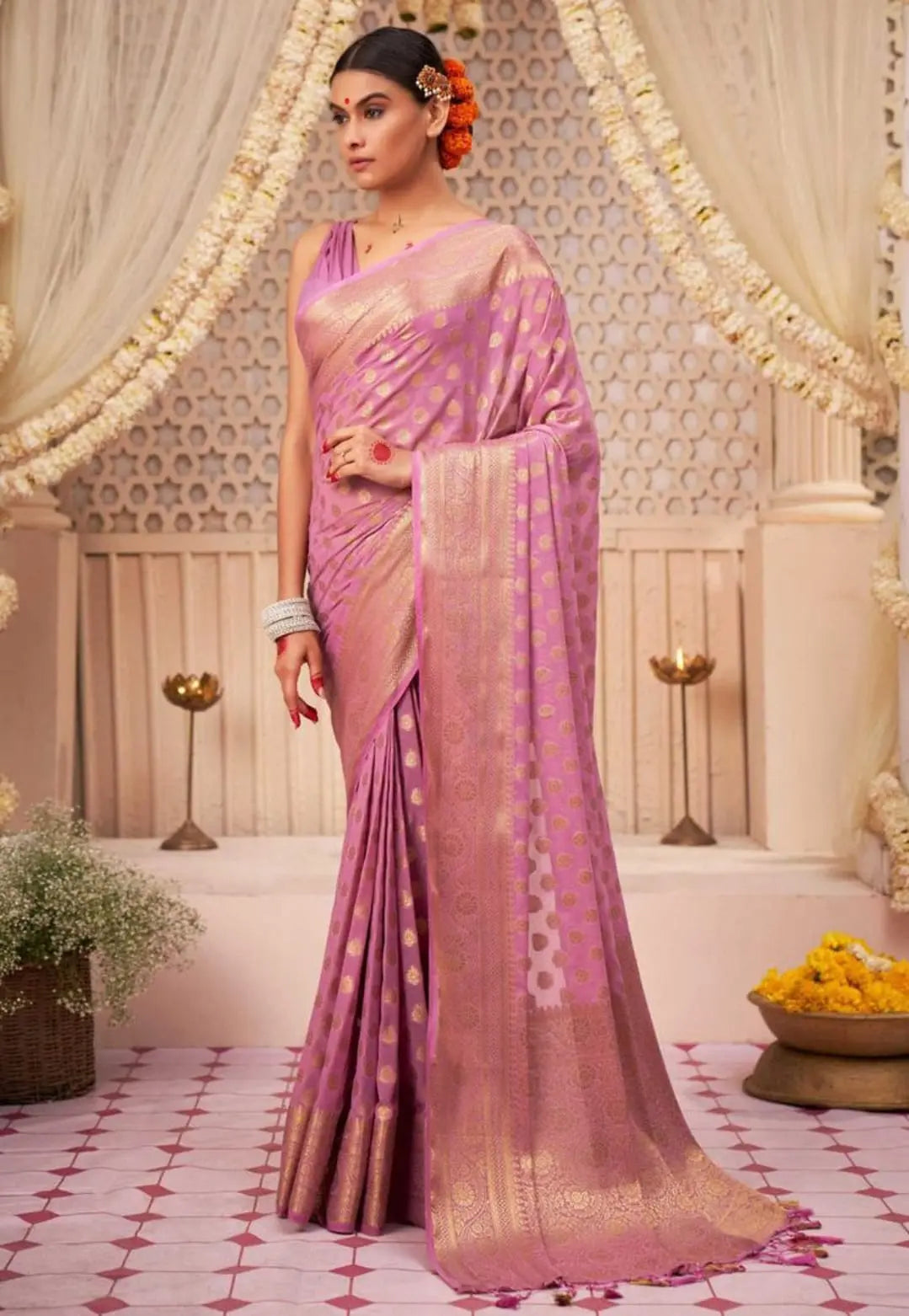 Women Woven Silk Saree with Contrast Border | FS - NextBuy