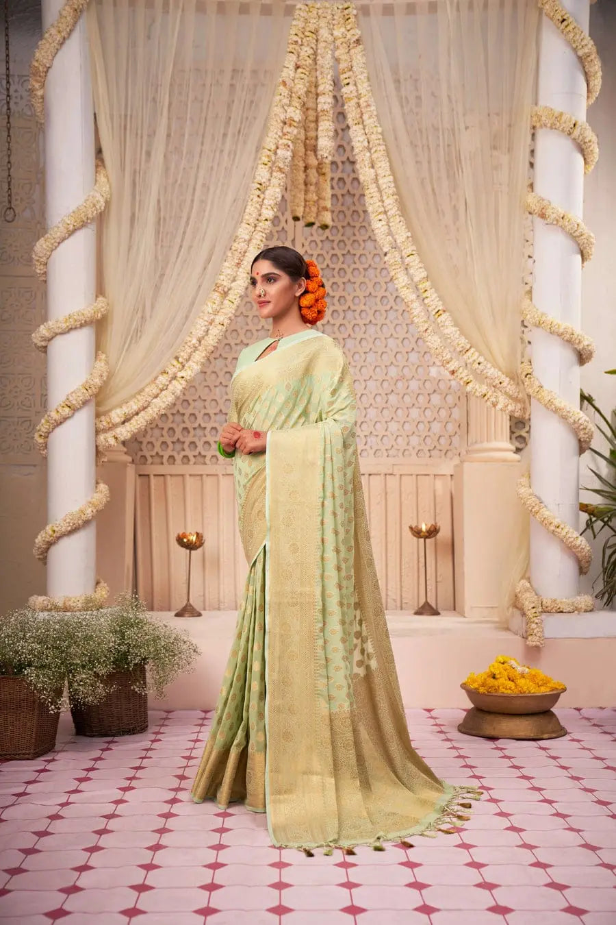 Women Woven Silk Saree with Contrast Border | FS - NextBuy