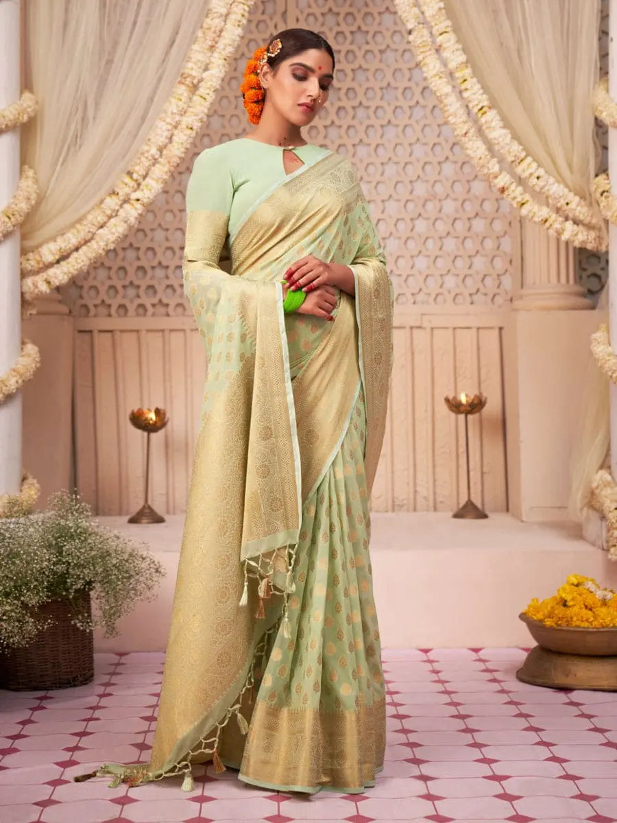 Women Woven Silk Saree with Contrast Border | FS - NextBuy