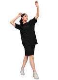 Women's Cotton Casual Wear Solid/Plain Night Suit Set of Top & Shorts, Co Ord Set - NextBuy