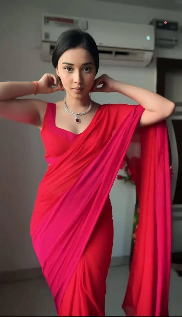 Ombre-Dyed Georgette Saree With Blouse - NextBuy