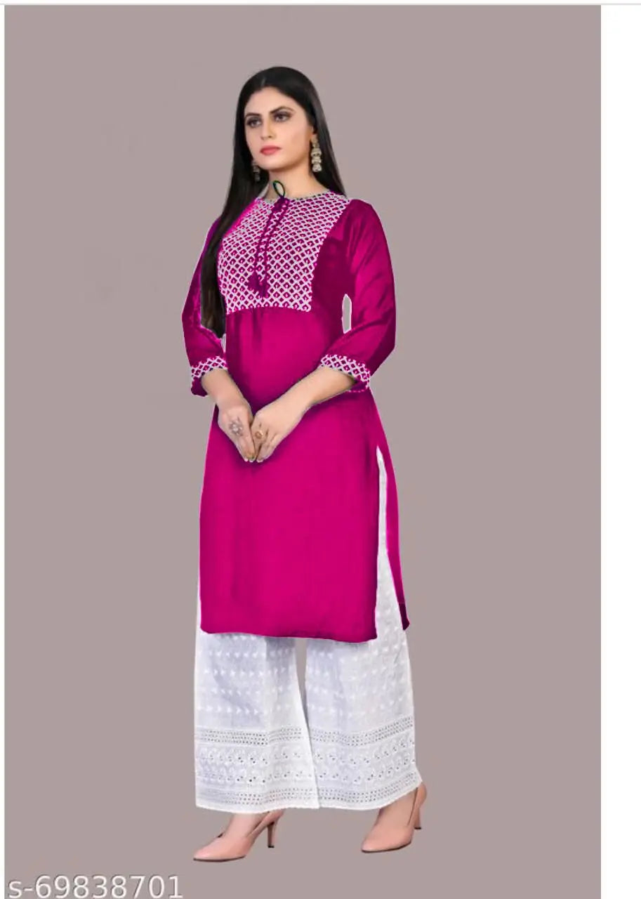Rayon Embroidery Sequence Work Kurti with Cotton Chikan Kari Work Plazo Set NextBuy