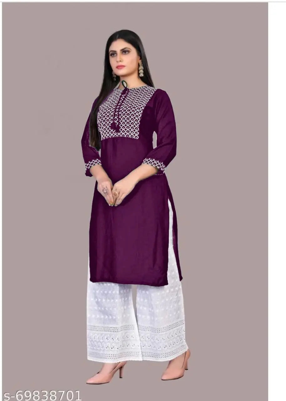 Rayon Embroidery Sequence Work Kurti with Cotton Chikan Kari Work Plazo Set NextBuy