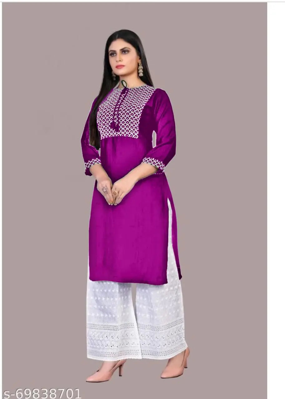 Rayon Embroidery Sequence Work Kurti with Cotton Chikan Kari Work Plazo Set NextBuy