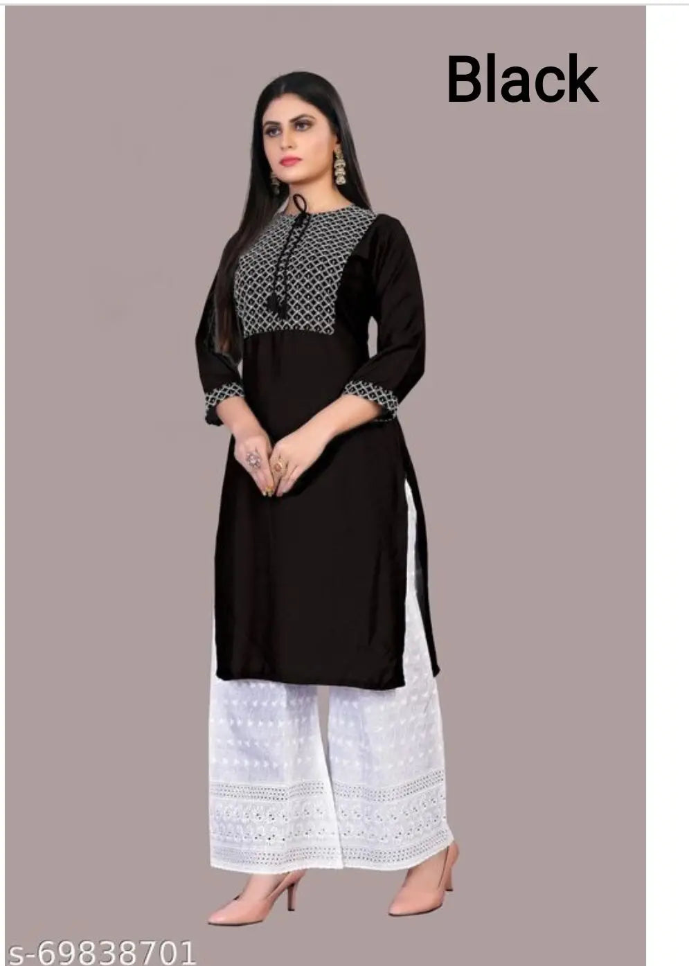 Rayon Embroidery Sequence Work Kurti with Cotton Chikan Kari Work Plazo Set NextBuy