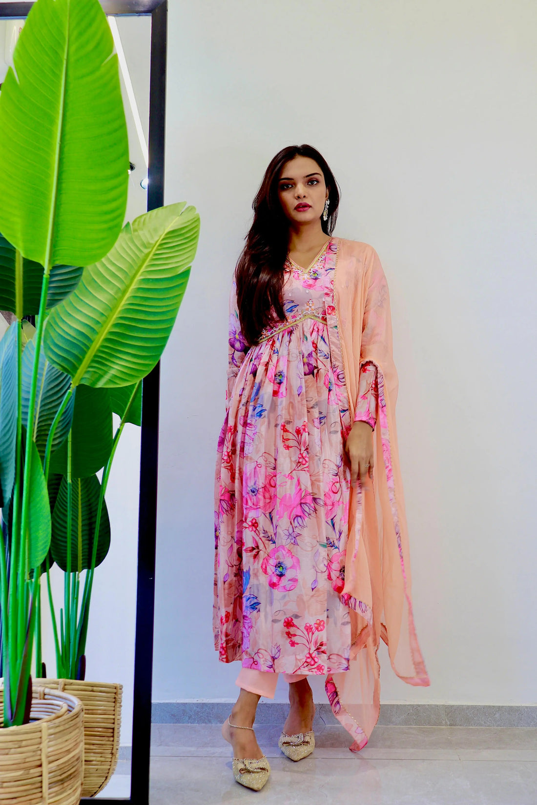 Chinon Soft With Digital Lily party wear Aliya cut Dresses Dupatta pant NextBuy