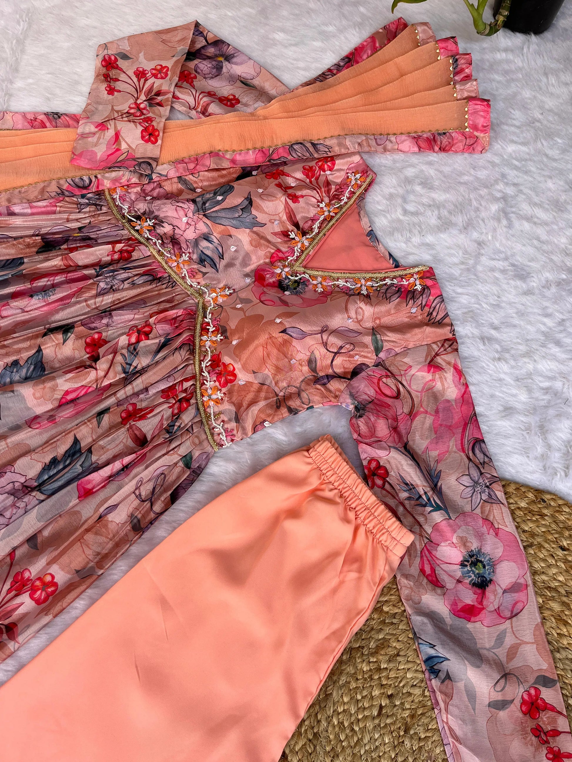 Chinon Soft With Digital Lily party wear Aliya cut Dresses Dupatta pant NextBuy