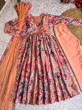 Chinon Soft With Digital Lily party wear Aliya cut Dresses Dupatta pant NextBuy