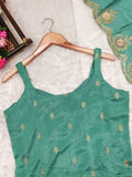 Floral Yoke Design Thread Work Round Neck Straight Kurta With Trousers & Dupatta NextBuy