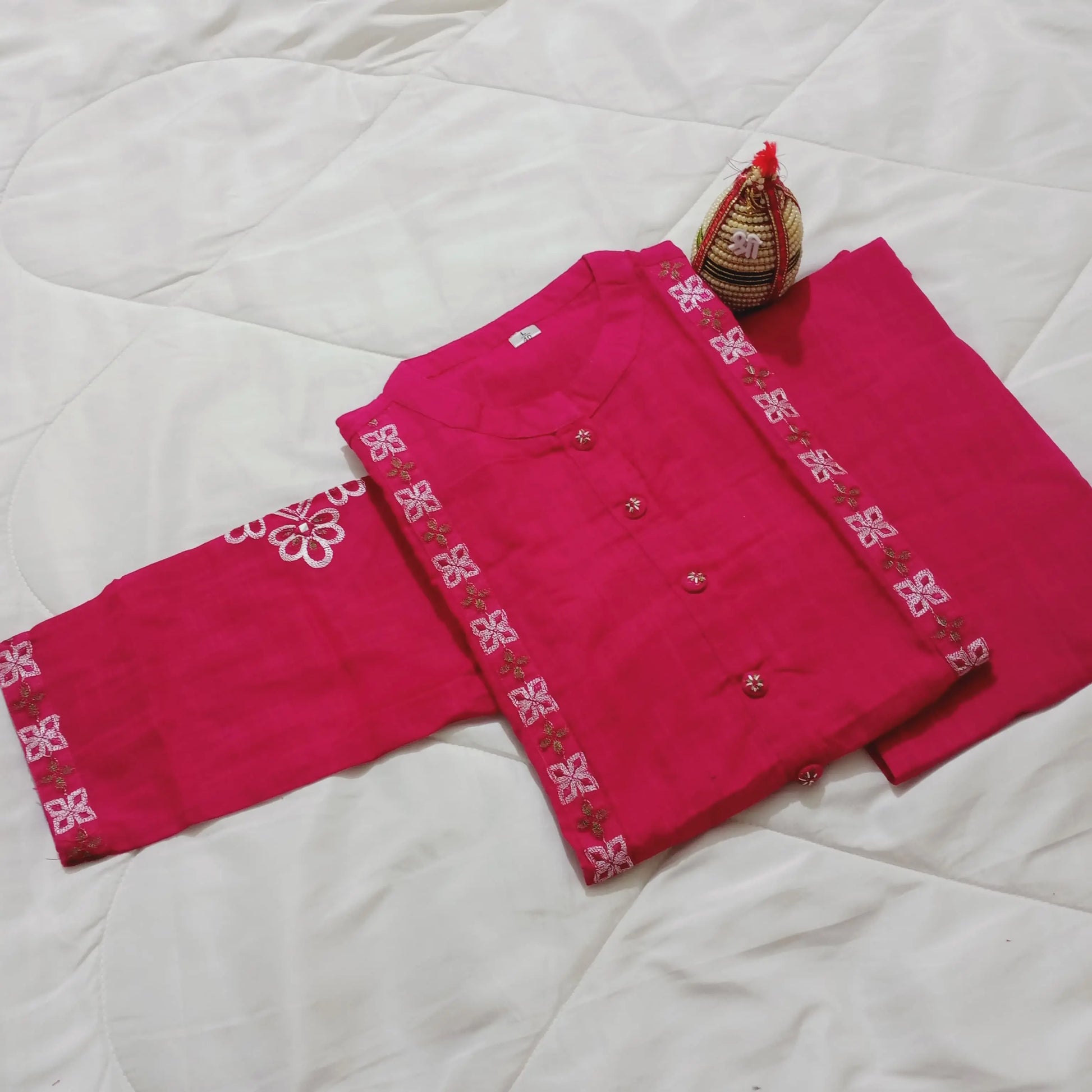 Stylish Pure Cotton Embroidered Kurta and Pant Set for women's NextBuy