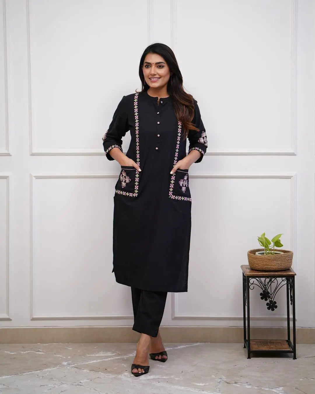 Stylish Pure Cotton Embroidered Kurta and Pant Set for women's NextBuy