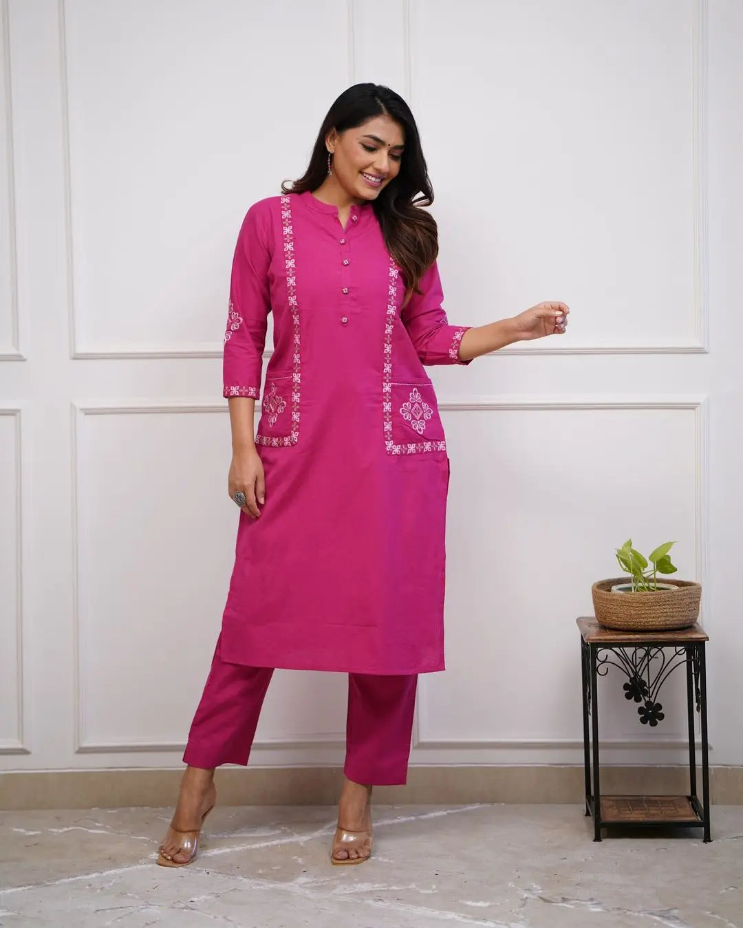 Stylish Pure Cotton Embroidered Kurta and Pant Set for women's NextBuy