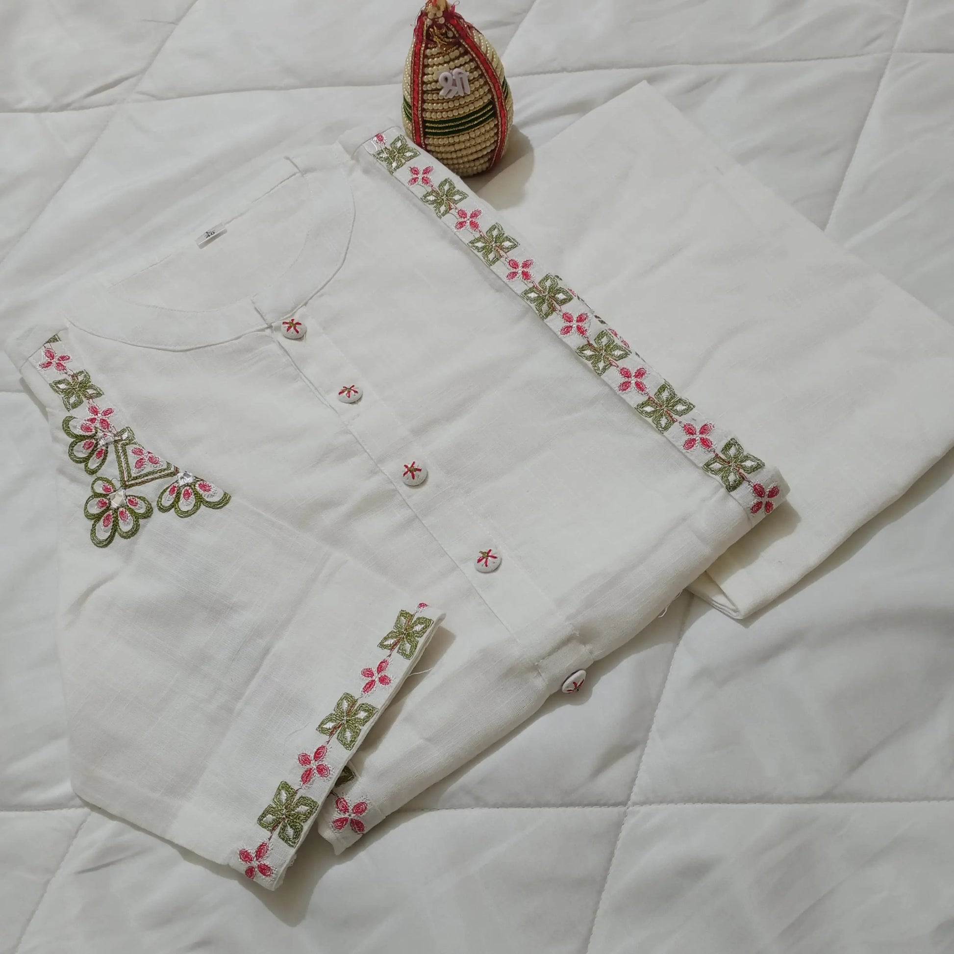 Stylish Pure Cotton Embroidered Kurta and Pant Set for women's NextBuy