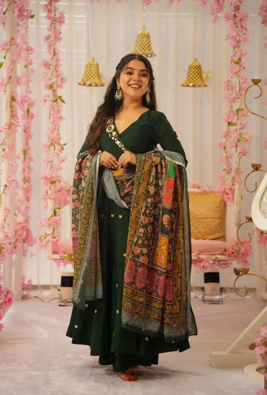 Designer Festival Collection In Pure Chinnon With Embroidery Sequence Work Gown And Dupatta Set NextBuy