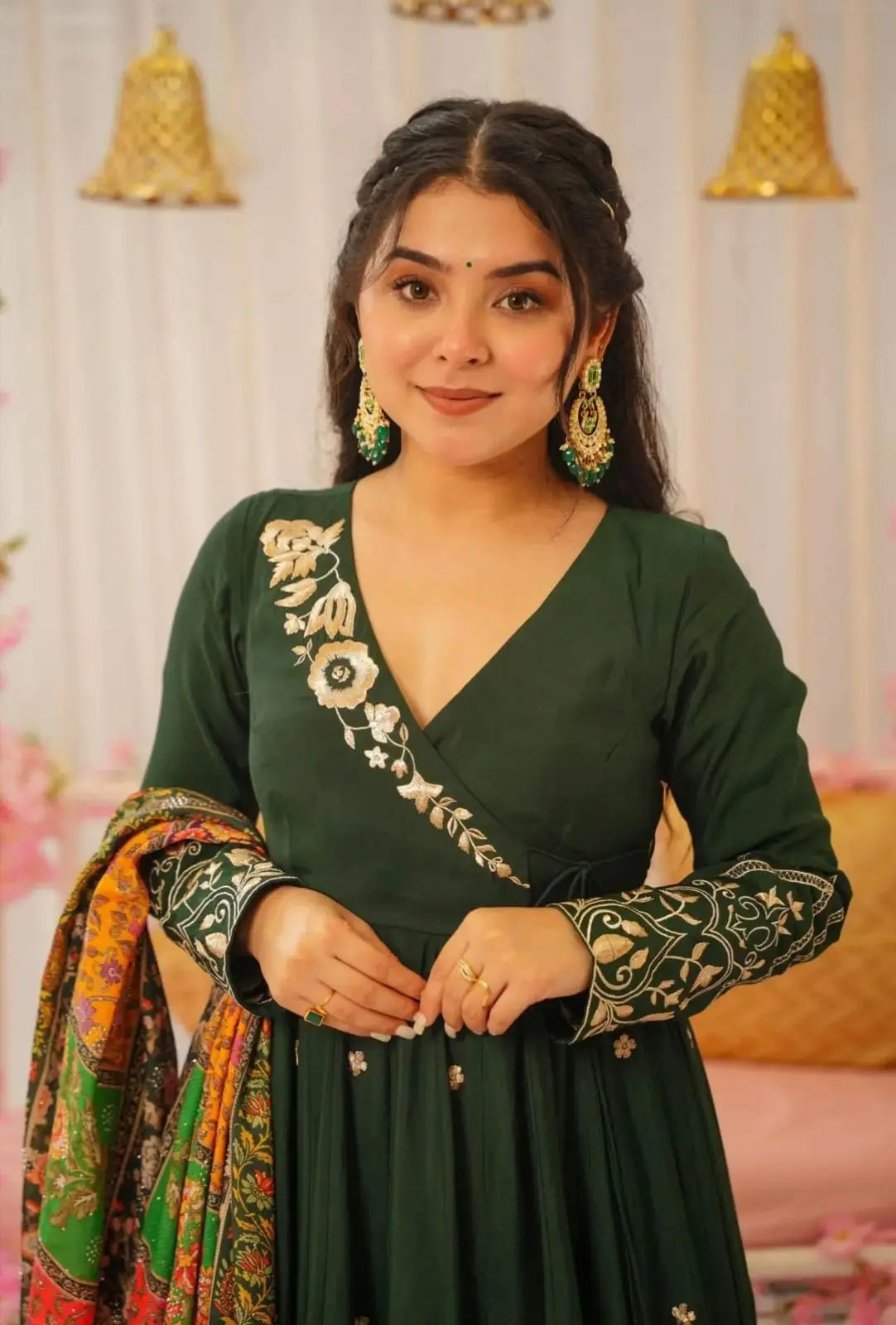 Designer Festival Collection In Pure Chinnon With Embroidery Sequence Work Gown And Dupatta Set NextBuy