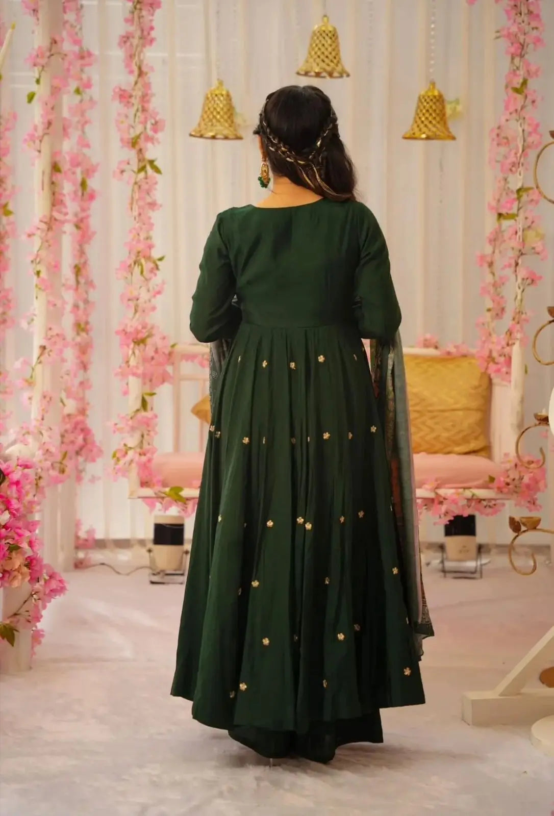 Designer Festival Collection In Pure Chinnon With Embroidery Sequence Work Gown And Dupatta Set NextBuy