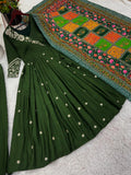 Designer Festival Collection In Pure Chinnon With Embroidery Sequence Work Gown And Dupatta Set NextBuy