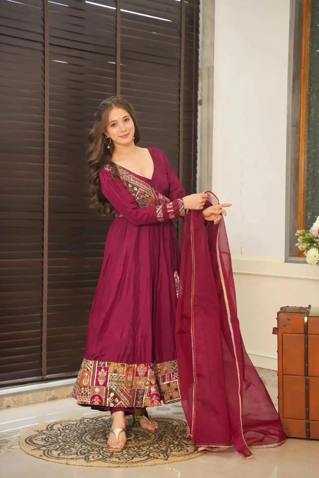 Designer Party Wear Look Full Heavy Embroidery Sequence Work Gown With Fully Stiched and Dupatta Ready to Wear NextBuy