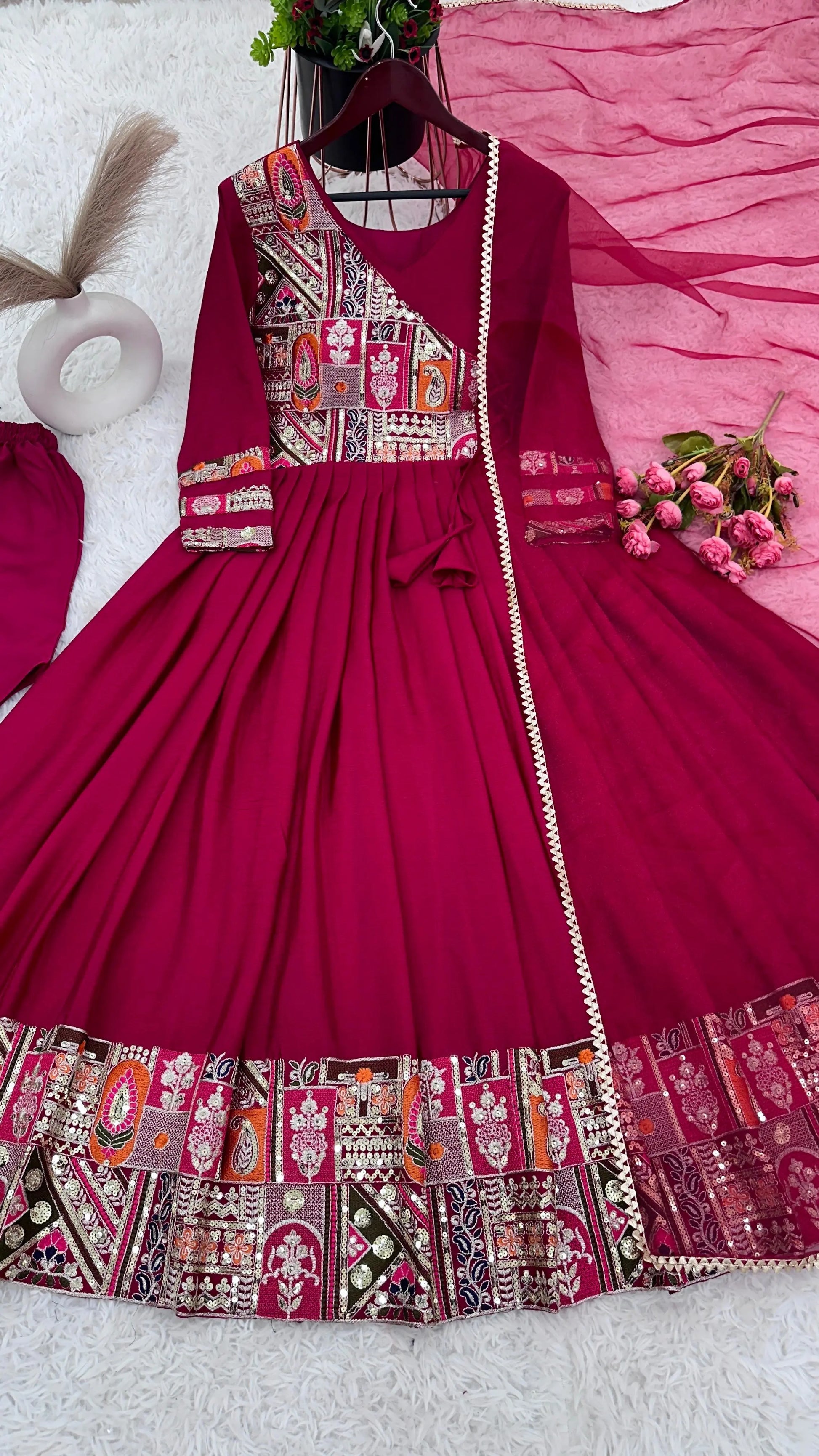 Designer Party Wear Look Full Heavy Embroidery Sequence Work Gown With Fully Stiched and Dupatta Ready to Wear NextBuy