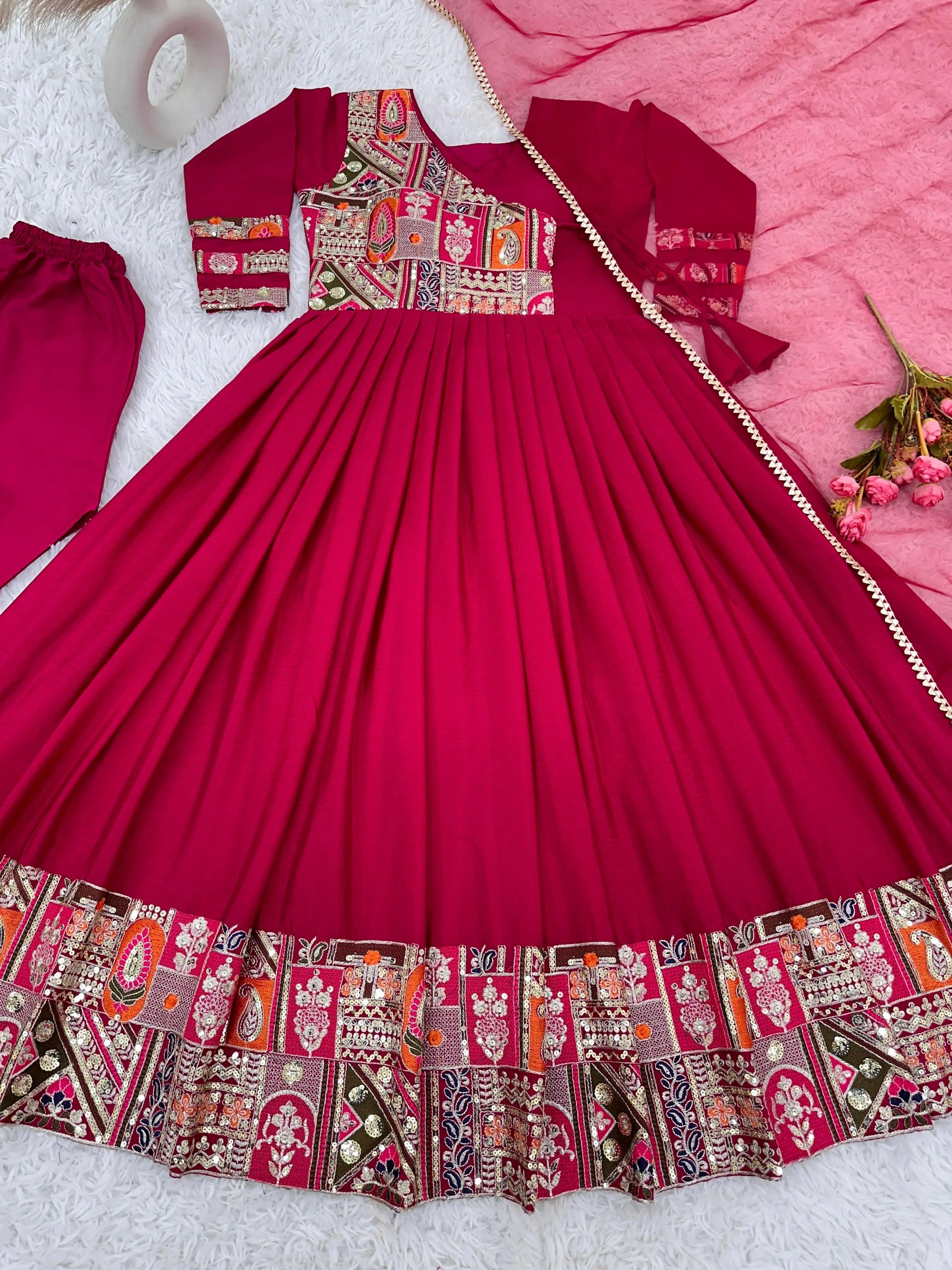 Designer Party Wear Look Full Heavy Embroidery Sequence Work Gown With Fully Stiched and Dupatta Ready to Wear NextBuy