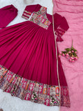 Designer Party Wear Look Full Heavy Embroidery Sequence Work Gown With Fully Stiched and Dupatta Ready to Wear NextBuy