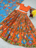 Beautiful Orange Colour Readymade Kalamkari Print Lehenga Choli Set NextBuy