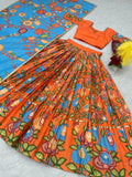 Beautiful Orange Colour Readymade Kalamkari Print Lehenga Choli Set NextBuy