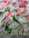 Havy Soft Organza Fabric With Beutiful Floral Prints With Beads And Katdana Handwork In Border Saree NextBuy