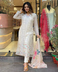 1. Floral Printed V-Neck Kurta & Trousers With Dupatta NextBuy