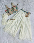 White Designer 3 Piece Western Dress With Sequence Work Top Palazzo and Dupatta NextBuy