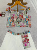 White Designer 3 Piece Western Dress With Sequence Work Top Palazzo and Dupatta NextBuy