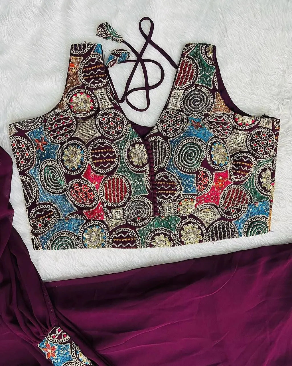 Purple Designer 3 Piece Western Dress With Sequence Work Top Palazzo and Dupatta NextBuy