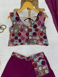 Purple Designer 3 Piece Western Dress With Sequence Work Top Palazzo and Dupatta NextBuy