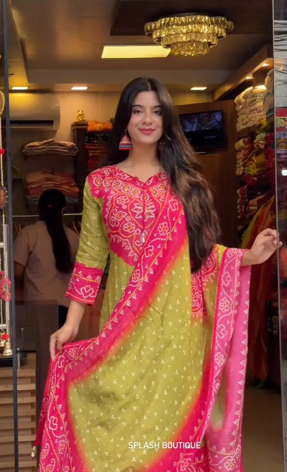 Heavy Pure Chinnon Silk With Digital Print and Diamond Handwork Top-Bottom And Dupatta Set Fully Stitched Ready To Wear NextBuy
