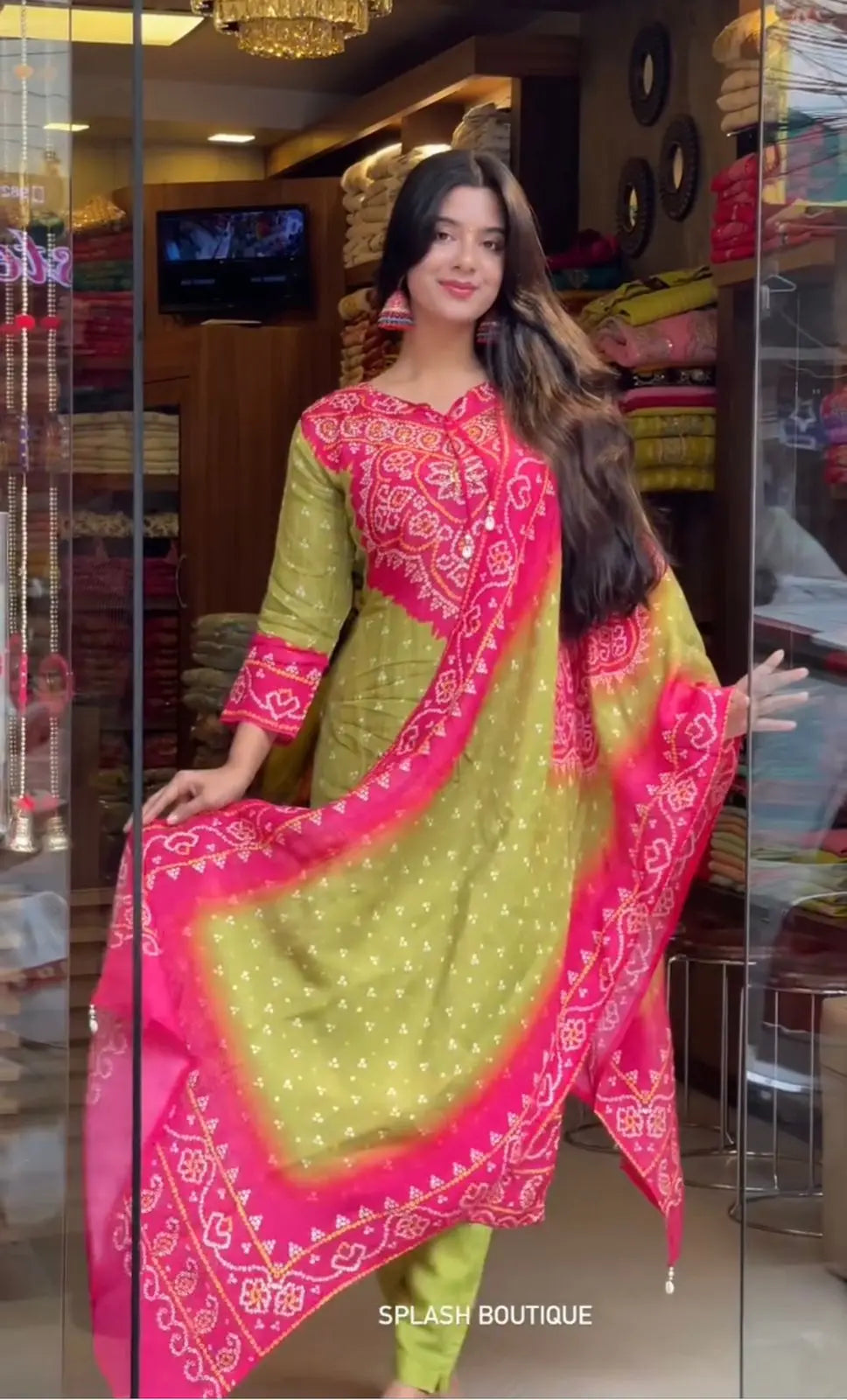 Heavy Pure Chinnon Silk With Digital Print and Diamond Handwork Top-Bottom And Dupatta Set Fully Stitched Ready To Wear NextBuy