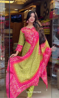Heavy Pure Chinnon Silk With Digital Print and Diamond Handwork Top-Bottom And Dupatta Set Fully Stitched Ready To Wear NextBuy