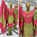 Heavy Pure Chinnon Silk With Digital Print and Diamond Handwork Top-Bottom And Dupatta Set Fully Stitched Ready To Wear NextBuy