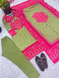 Heavy Pure Chinnon Silk With Digital Print and Diamond Handwork Top-Bottom And Dupatta Set Fully Stitched Ready To Wear NextBuy