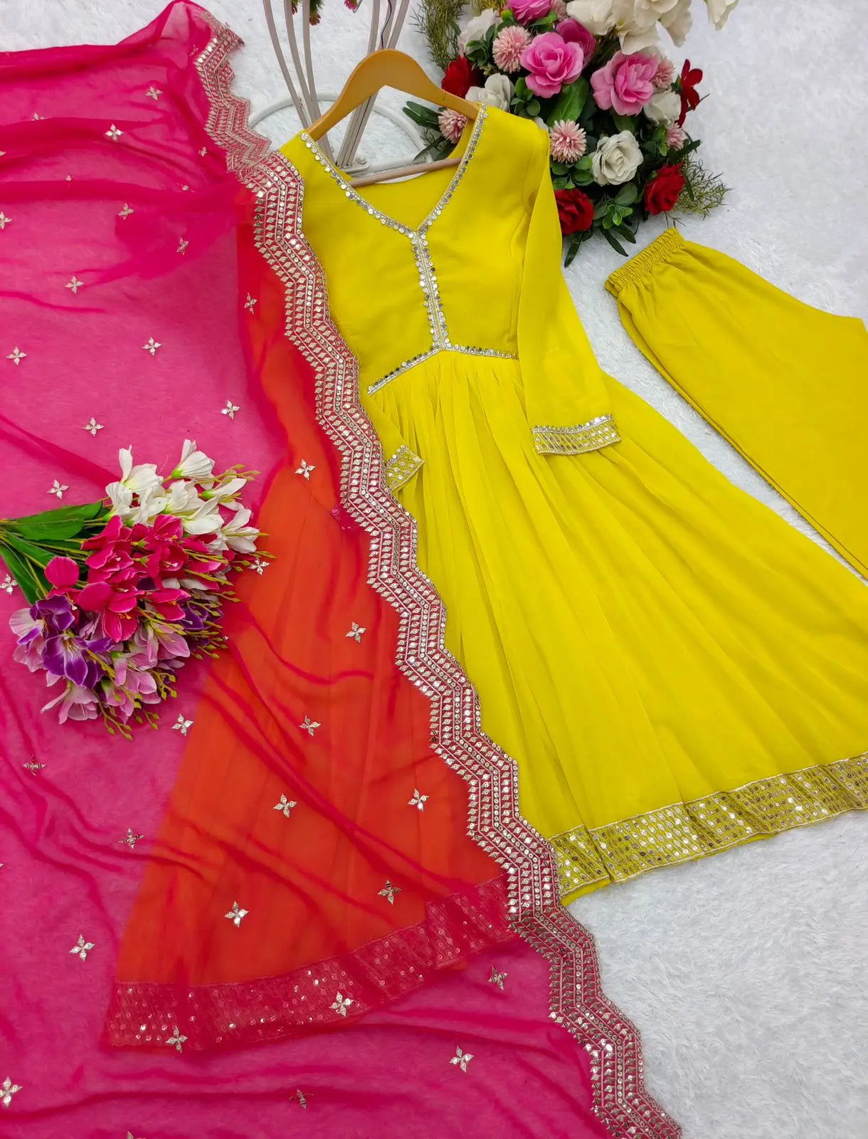 Presenting New Collection Heavy Fox Georgette Gown -Pent Dupatta Set Fully Stitched Ready To Wear NextBuy