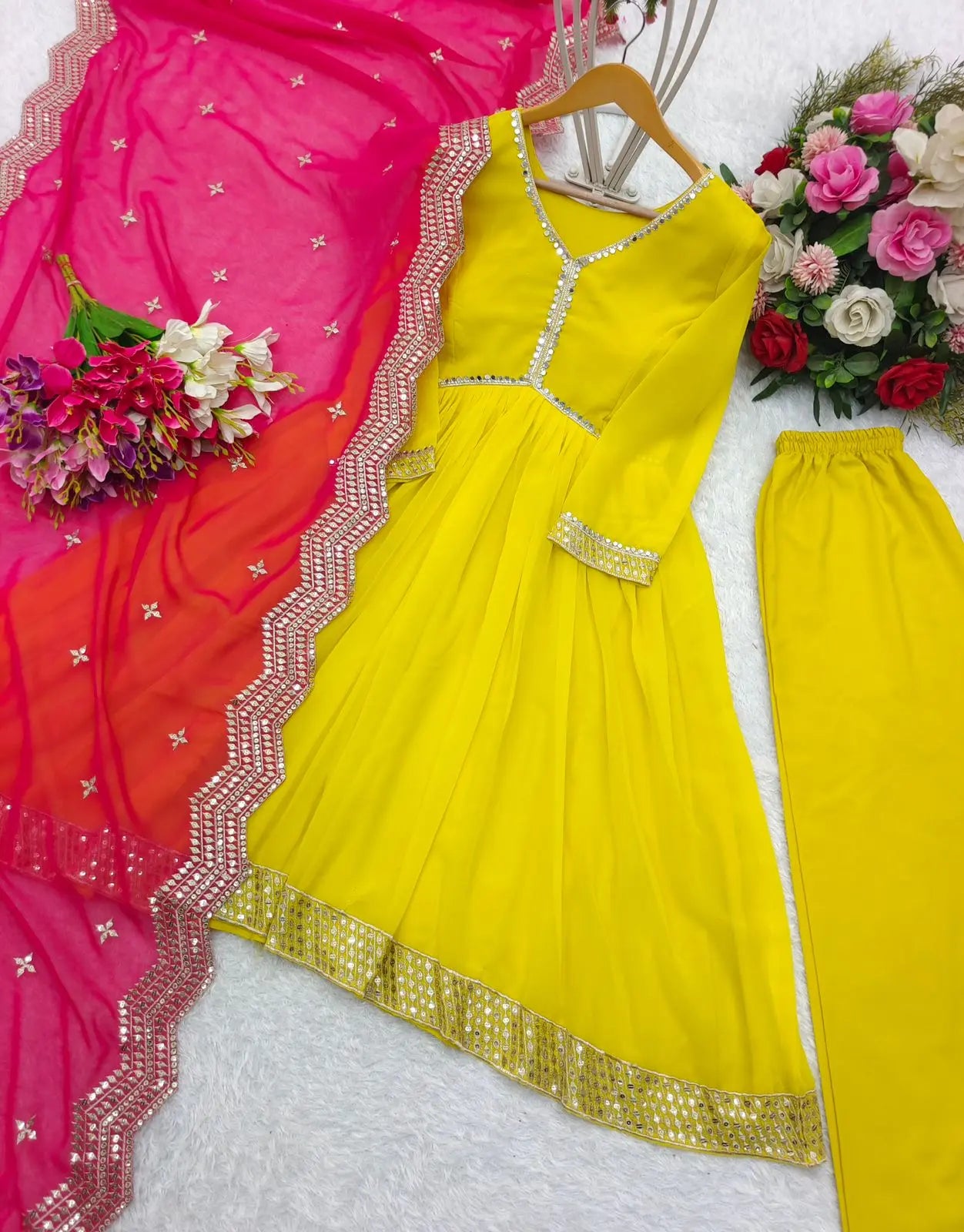 Presenting New Collection Heavy Fox Georgette Gown -Pent Dupatta Set Fully Stitched Ready To Wear NextBuy