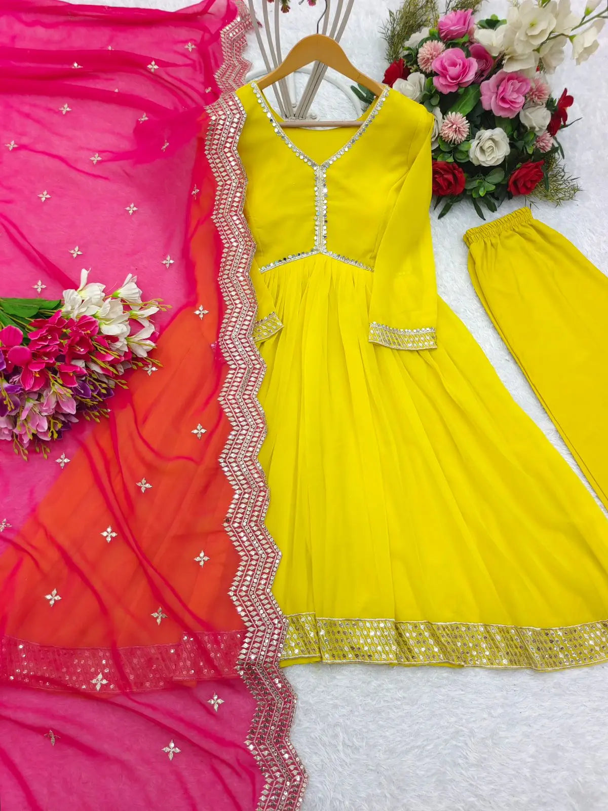 Presenting New Collection Heavy Fox Georgette Gown -Pent Dupatta Set Fully Stitched Ready To Wear NextBuy