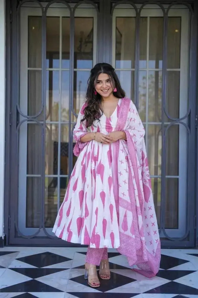 Cotton Printed Anarkali Suit NextBuy