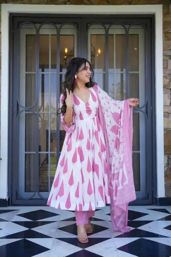 Cotton Printed Anarkali Suit NextBuy