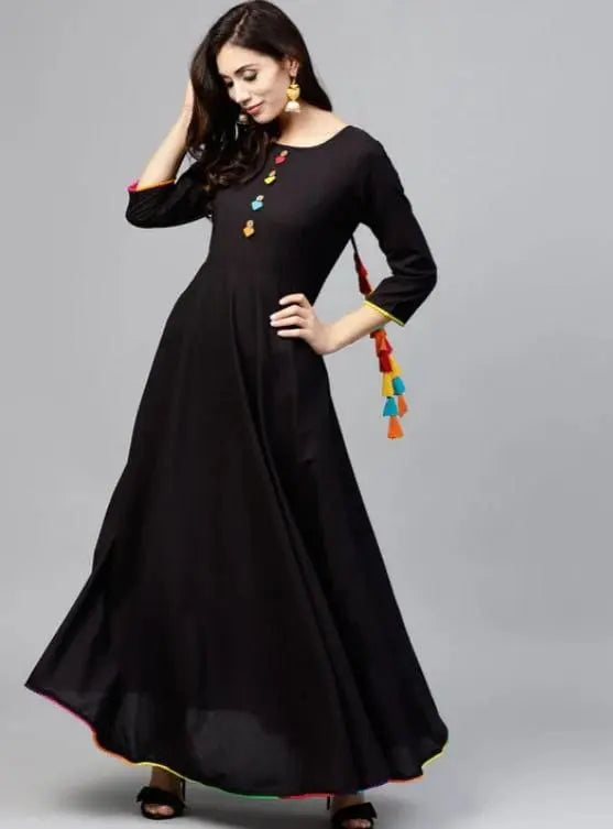 Women Black Rayon Kurti NextBuy