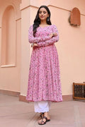 Women Pink Georgette Long Kurti NextBuy