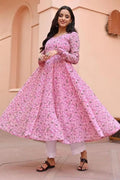 Women Pink Georgette Long Kurti NextBuy