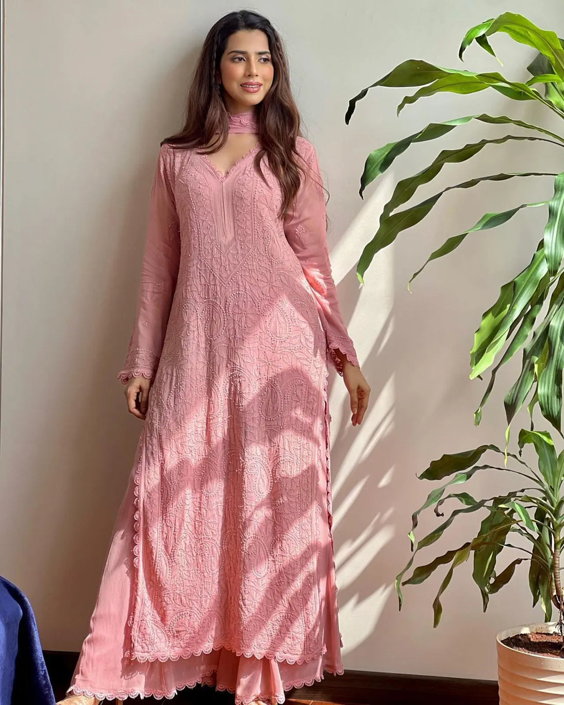Special Baby Pink Color Georgette Thread Embroidery Salwar Suit NextBuy