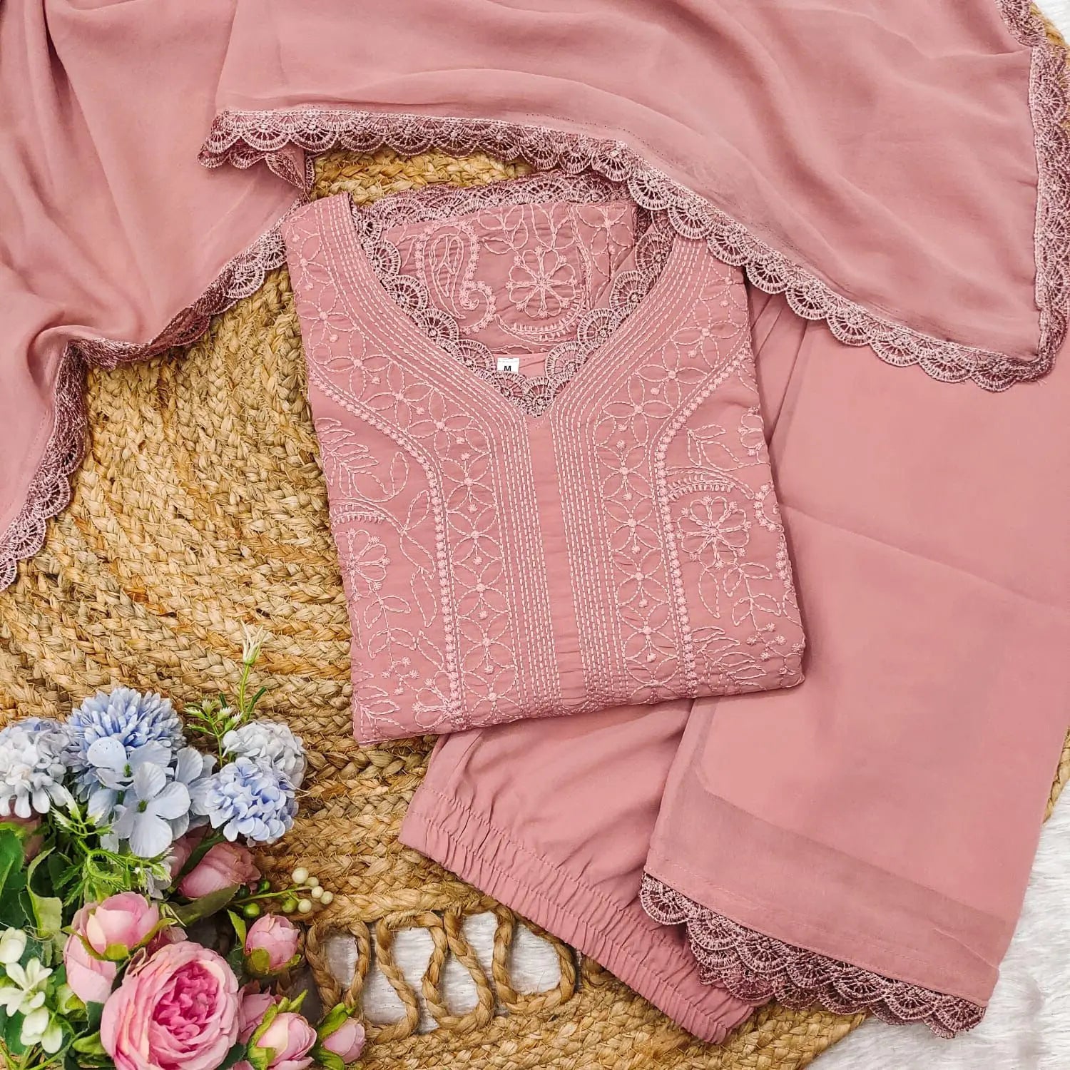 Special Baby Pink Color Georgette Thread Embroidery Salwar Suit NextBuy