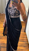 Super Trending Embroidery cording work ready to wear Saree with Embroidery Blouse NextBuy